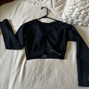 P Chee Bum Cropped Long-sleeve Top